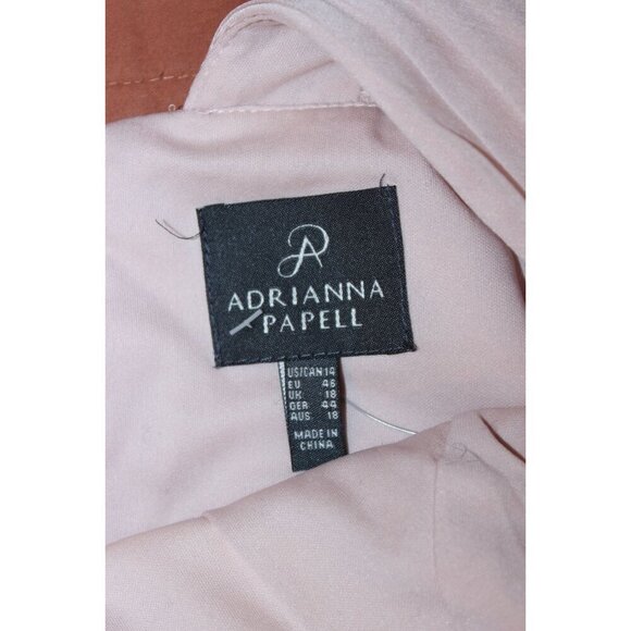 Adrianna Papell Blush One Shoulder Evening Gown Size 14.Long Ruffled Dress - Picture 5 of 7